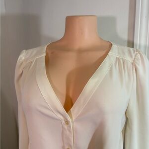 LOFT Cream V-Neck Blouse